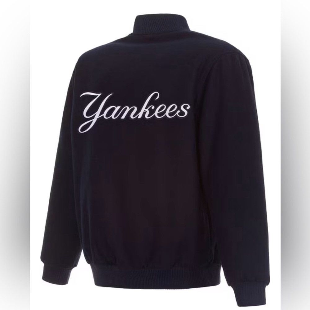 NEW YORK YANKEES MENS BLACK REVERSIBLE WOOL HEAVYWEIGHT JACKET